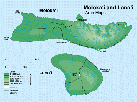 Moloka'i & Lana'i Area maps